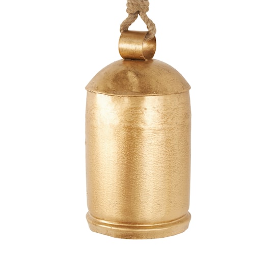 Gold Metal Decorative Bell with Jute Hanging Rope